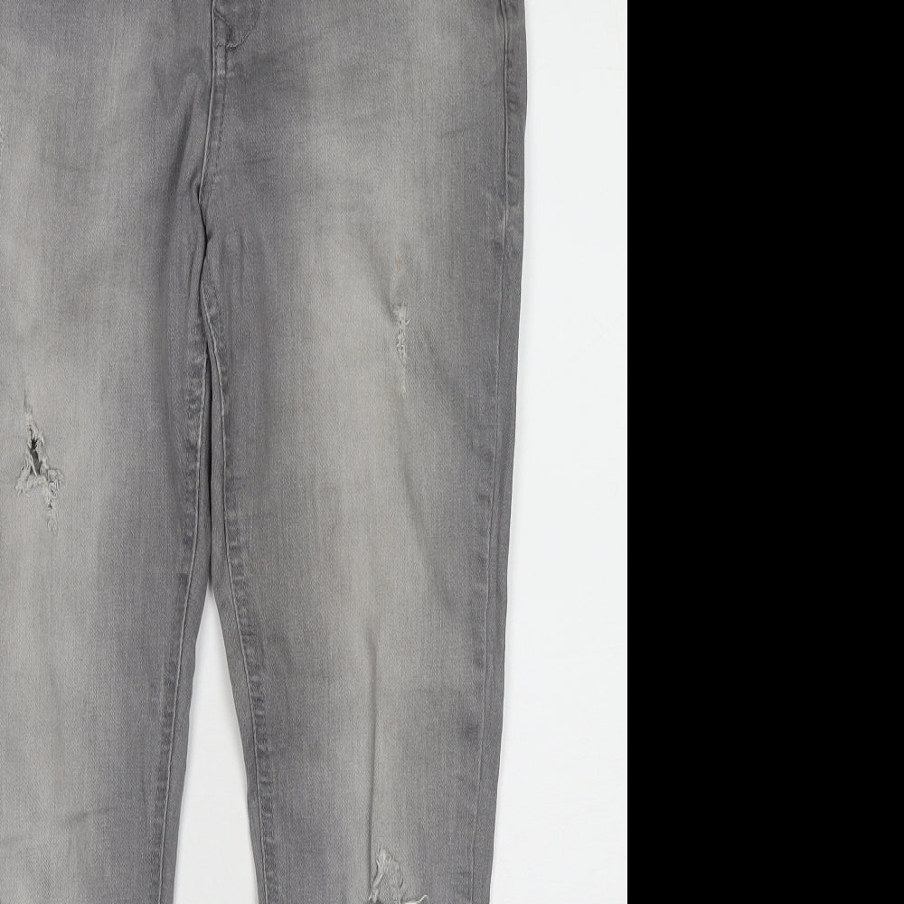 Dorothy Perkins Womens Grey Cotton Straight Jeans Size 10 Regular