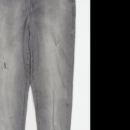 Dorothy Perkins Womens Grey Cotton Straight Jeans Size 10 Regular