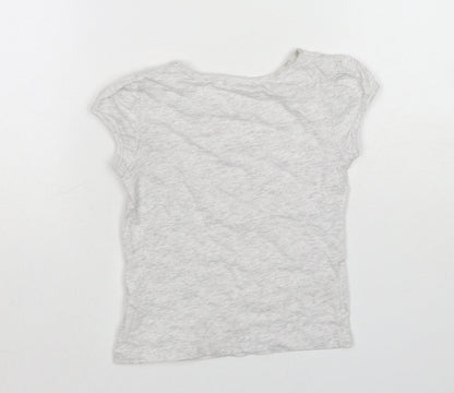 Billieblush Girls Grey Cotton Basic T-Shirt Size 4 Years Boat Neck Pullover