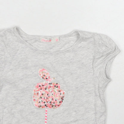Billieblush Girls Grey Cotton Basic T-Shirt Size 4 Years Boat Neck Pullover