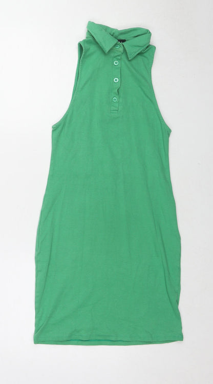 Motel Womens Green Cotton A-Line Size S Collared Pullover