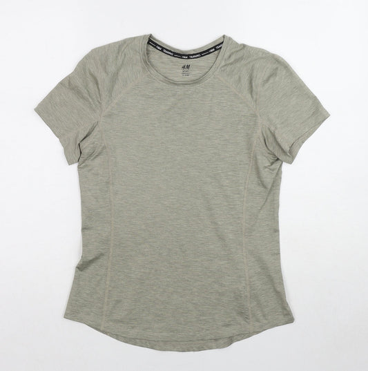 H&M Womens Green Polyester Pullover T-Shirt Size S Crew Neck Pullover