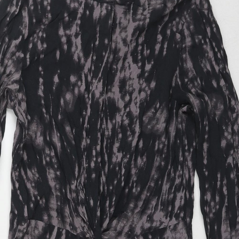 Divided by H&M Womens Black Tie Dye Viscose A-Line Size 8 Round Neck Button