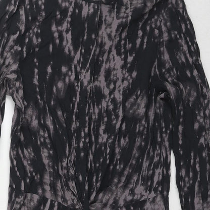Divided by H&M Womens Black Tie Dye Viscose A-Line Size 8 Round Neck Button