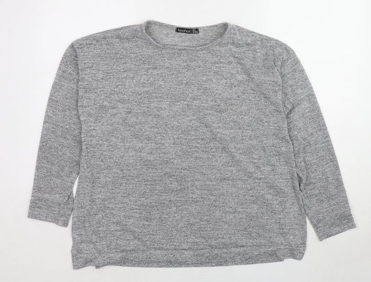 Boohoo Womens Grey Round Neck Polyester Pullover Jumper Size 8