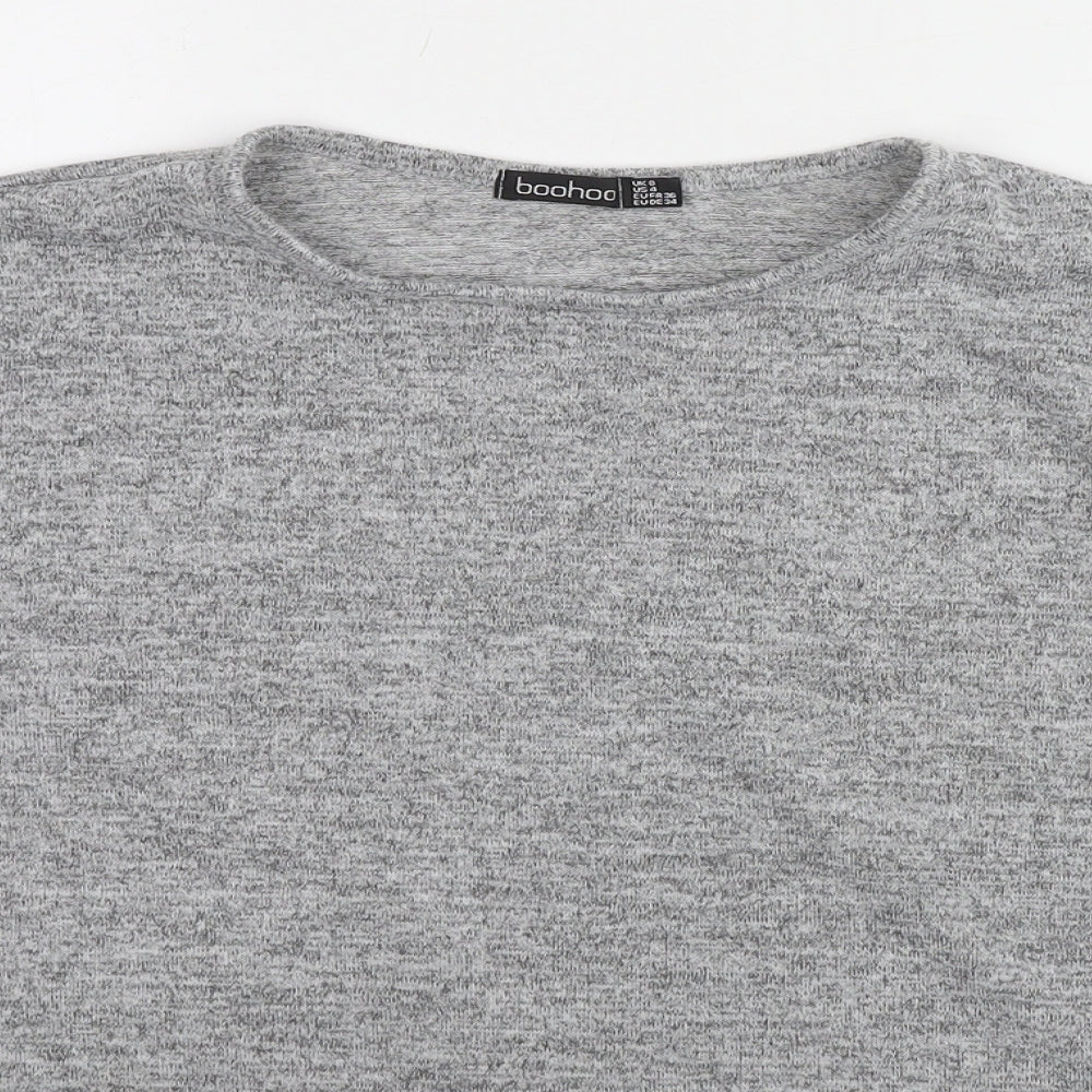 Boohoo Womens Grey Round Neck Polyester Pullover Jumper Size 8