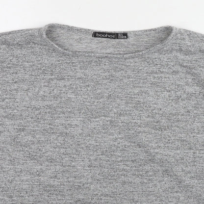 Boohoo Womens Grey Round Neck Polyester Pullover Jumper Size 8