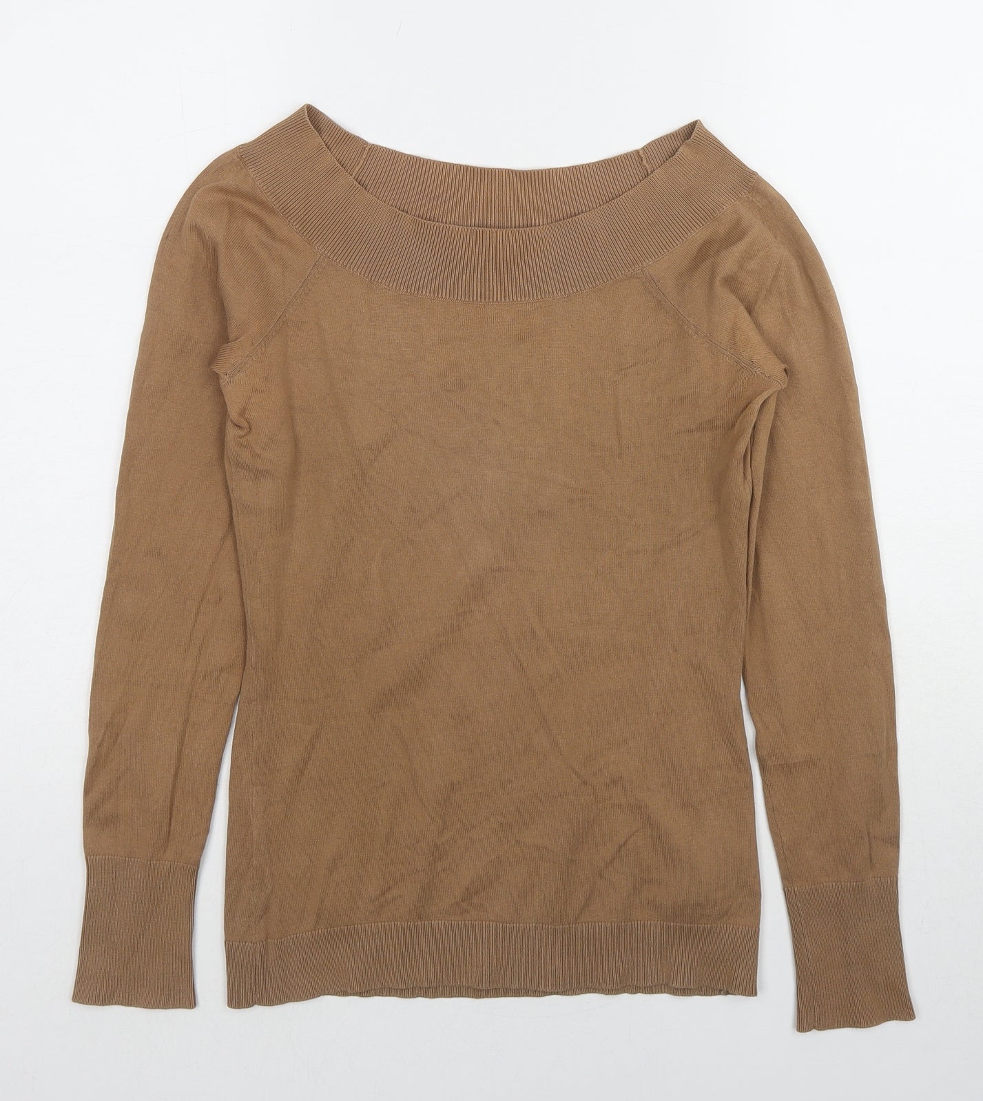 Jacob Womens Brown Boat Neck Cotton Pullover Jumper Size S