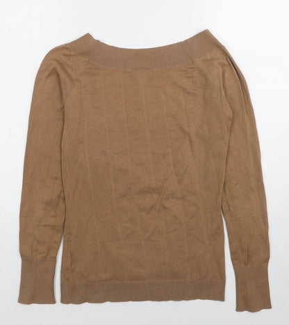 Jacob Womens Brown Boat Neck Cotton Pullover Jumper Size S