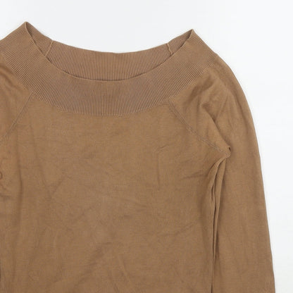 Jacob Womens Brown Boat Neck Cotton Pullover Jumper Size S