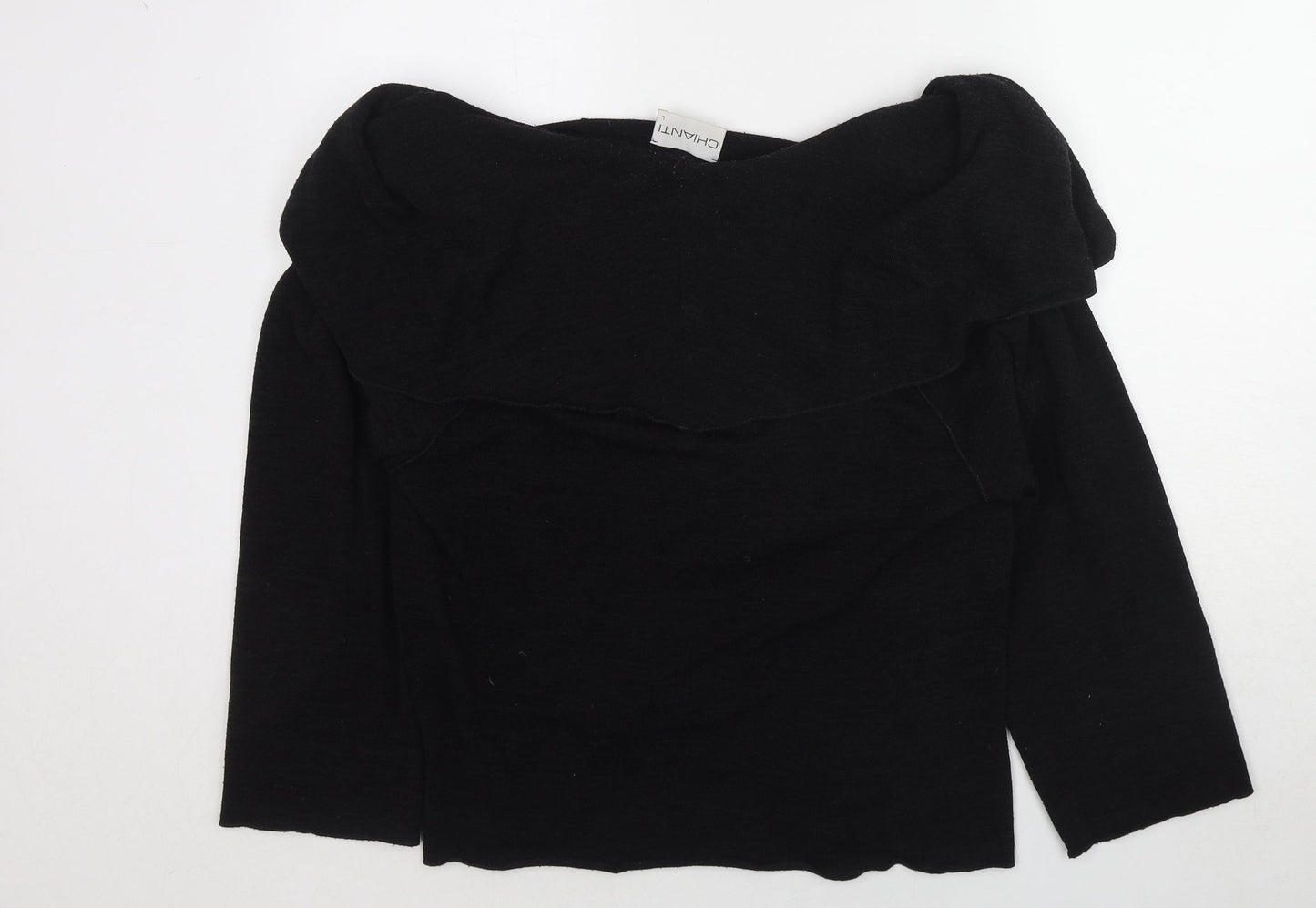 Chianti Womens Black V-Neck Polyester Cardigan Jumper Size L
