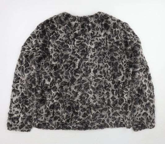 Gerry Weber Womens Black Animal Print Jacket Size 16 Snap - Leopard Print