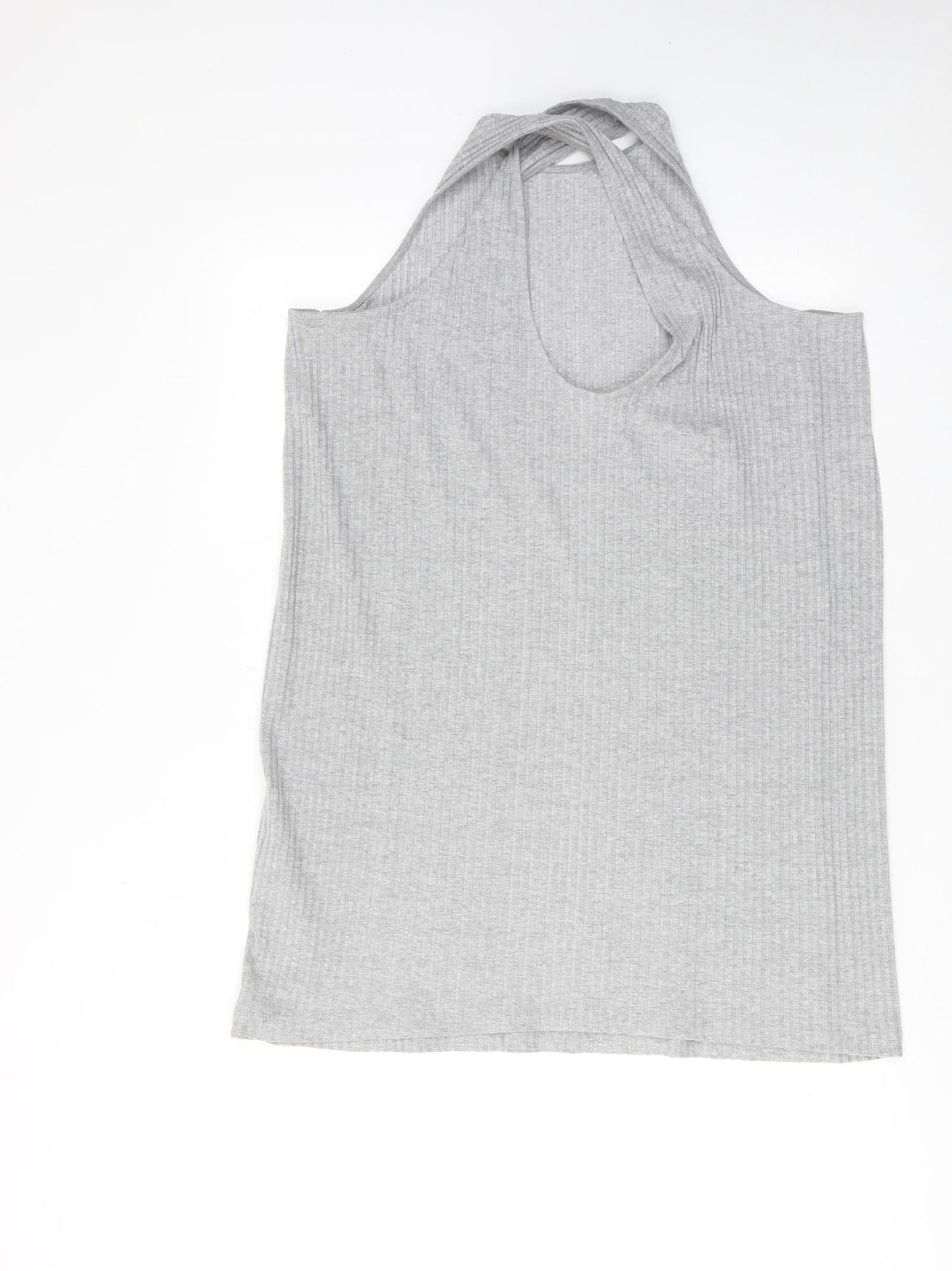 Monki Womens Grey Polyester Tank Dress Size M Round Neck Pullover