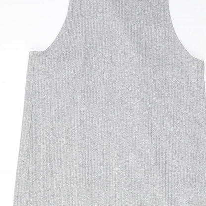 Monki Womens Grey Polyester Tank Dress Size M Round Neck Pullover