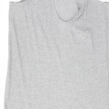 Monki Womens Grey Polyester Tank Dress Size M Round Neck Pullover