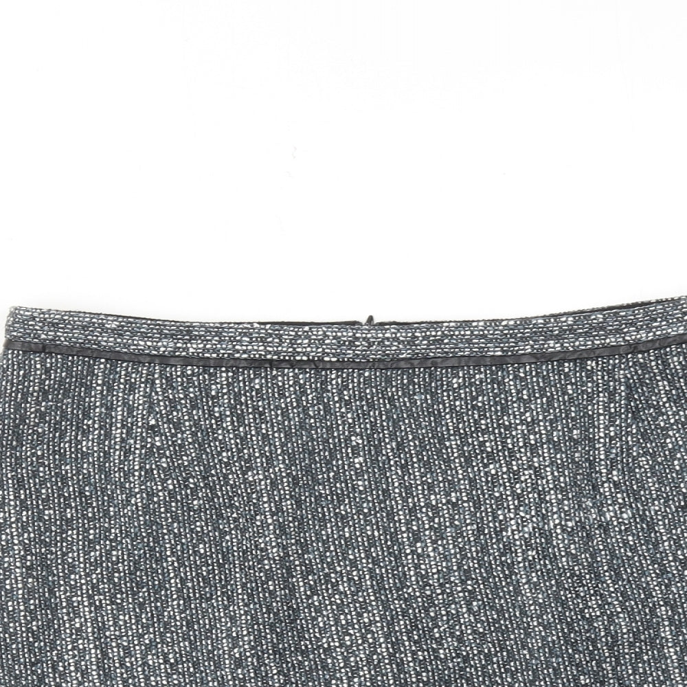 Limited Edition Womens Black Geometric Acrylic A-Line Skirt Size 12 Zip