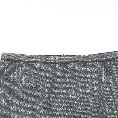 Limited Edition Womens Black Geometric Acrylic A-Line Skirt Size 12 Zip