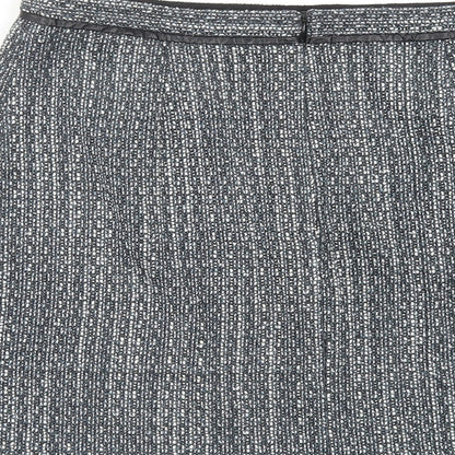 Limited Edition Womens Black Geometric Acrylic A-Line Skirt Size 12 Zip