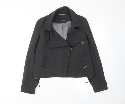 Womens UK Size 10 NEXT Grey Biker Coat