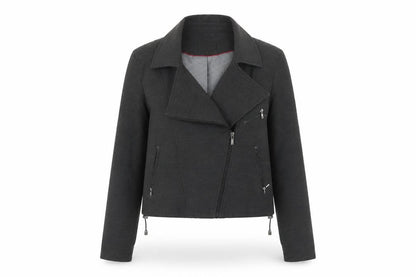 Next Womens Grey Biker Jacket Size 10 Zip