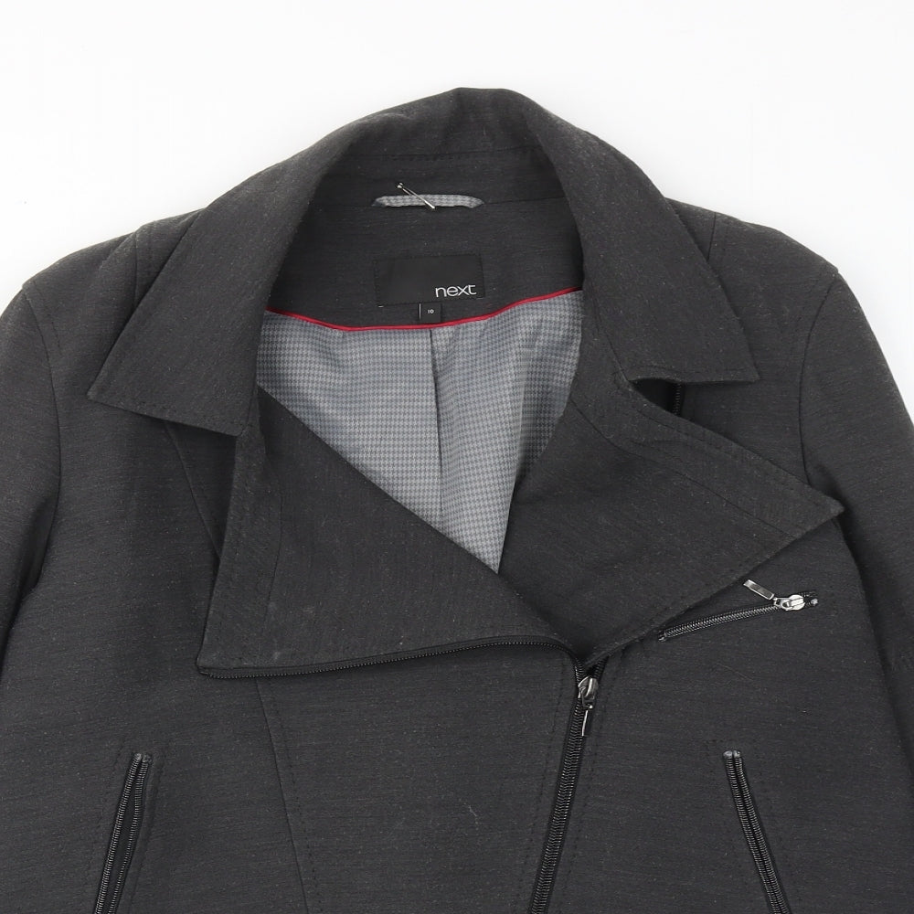 Womens UK Size 10 NEXT Grey Biker Coat