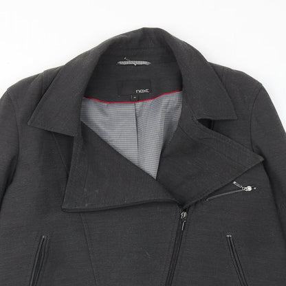 Womens UK Size 10 NEXT Grey Biker Coat