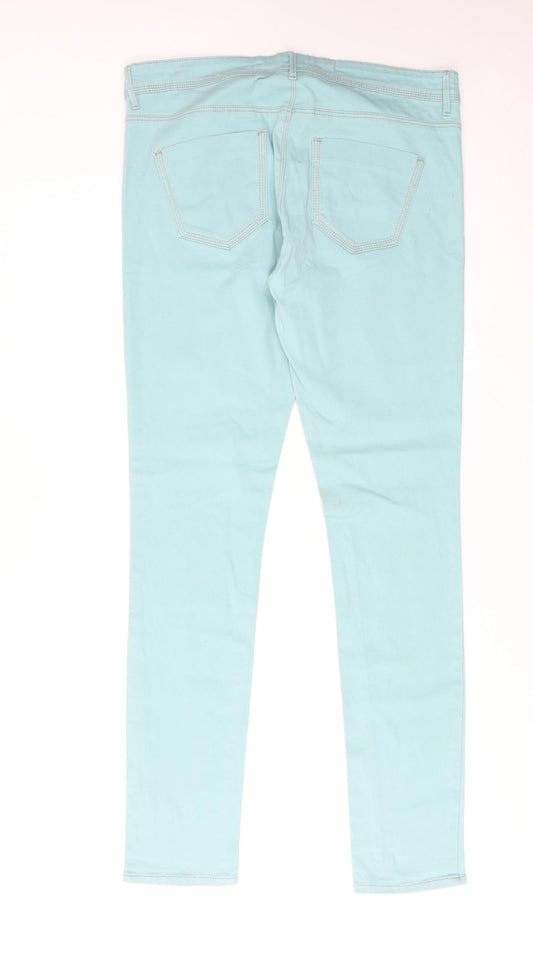 NEXT Womens Blue Cotton Skinny Jeans Size 12 Regular Zip