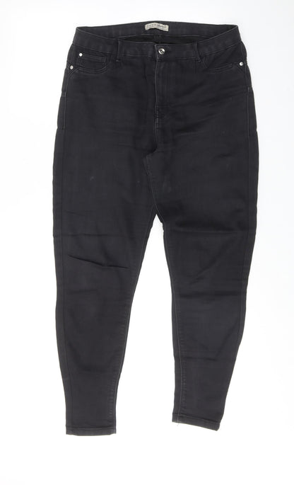 Denim & Co. Womens Black Cotton Skinny Jeans Size 14 Regular Zip