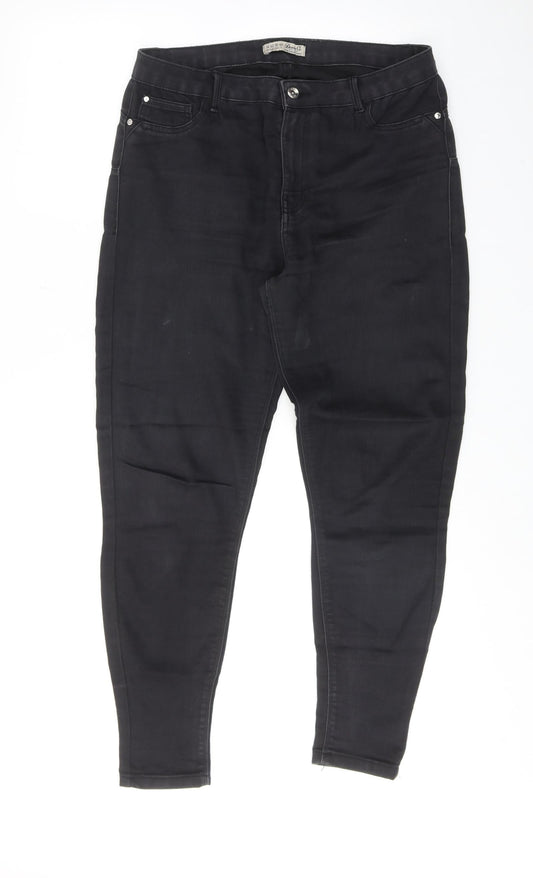 Denim & Co. Womens Black Cotton Skinny Jeans Size 14 Regular Zip