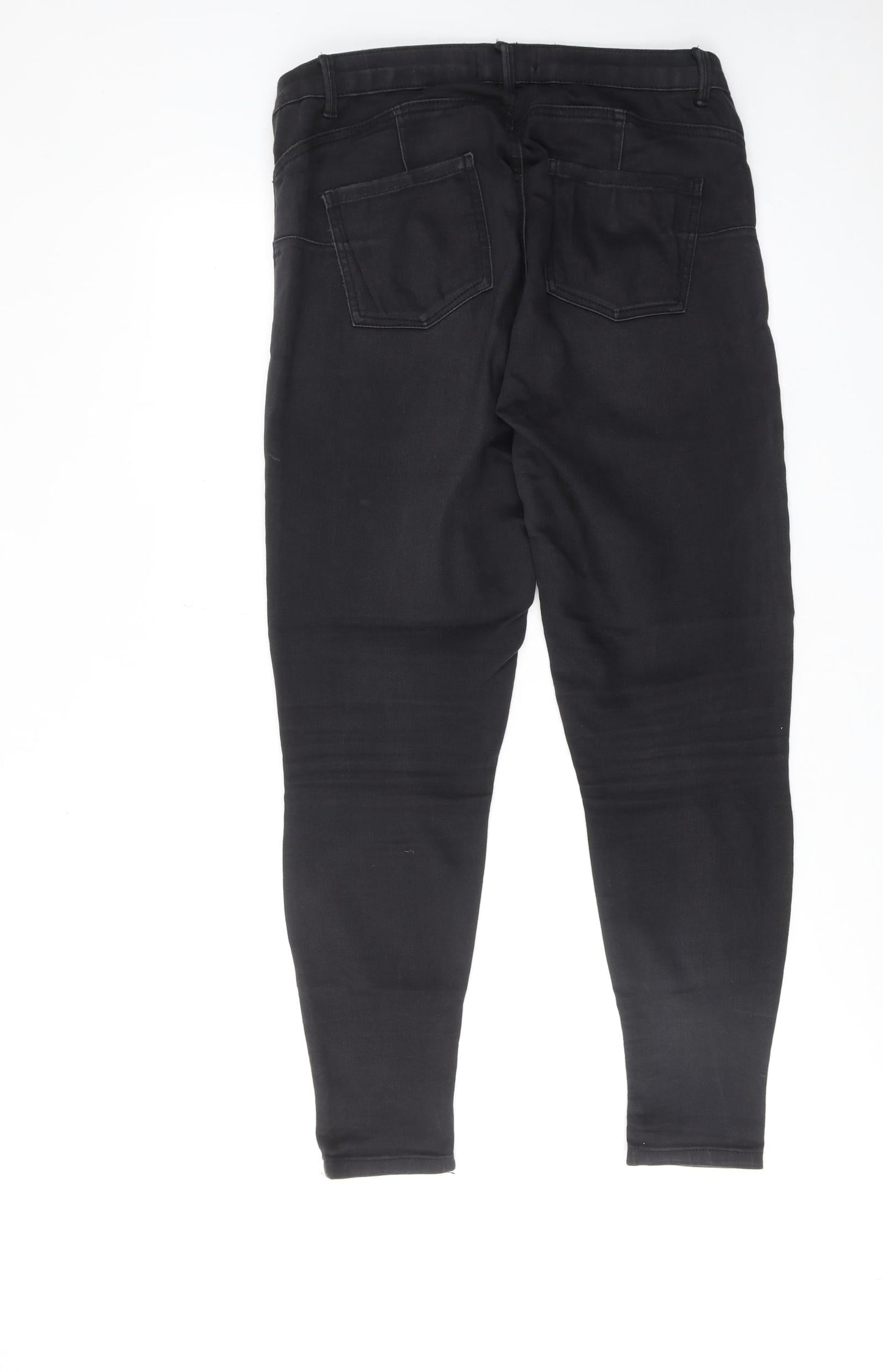 Denim & Co. Womens Black Cotton Skinny Jeans Size 14 Regular Zip