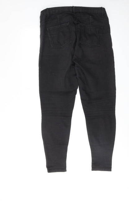 Denim & Co. Womens Black Cotton Skinny Jeans Size 14 Regular Zip