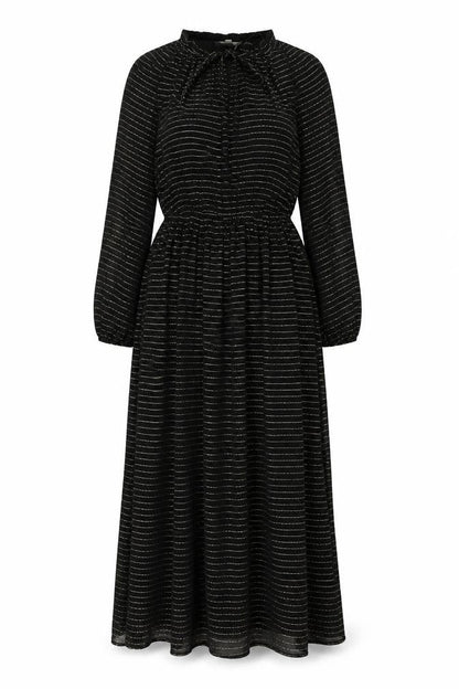 Per Una Womens Black Striped Viscose Maxi Size 8 Round Neck Tie