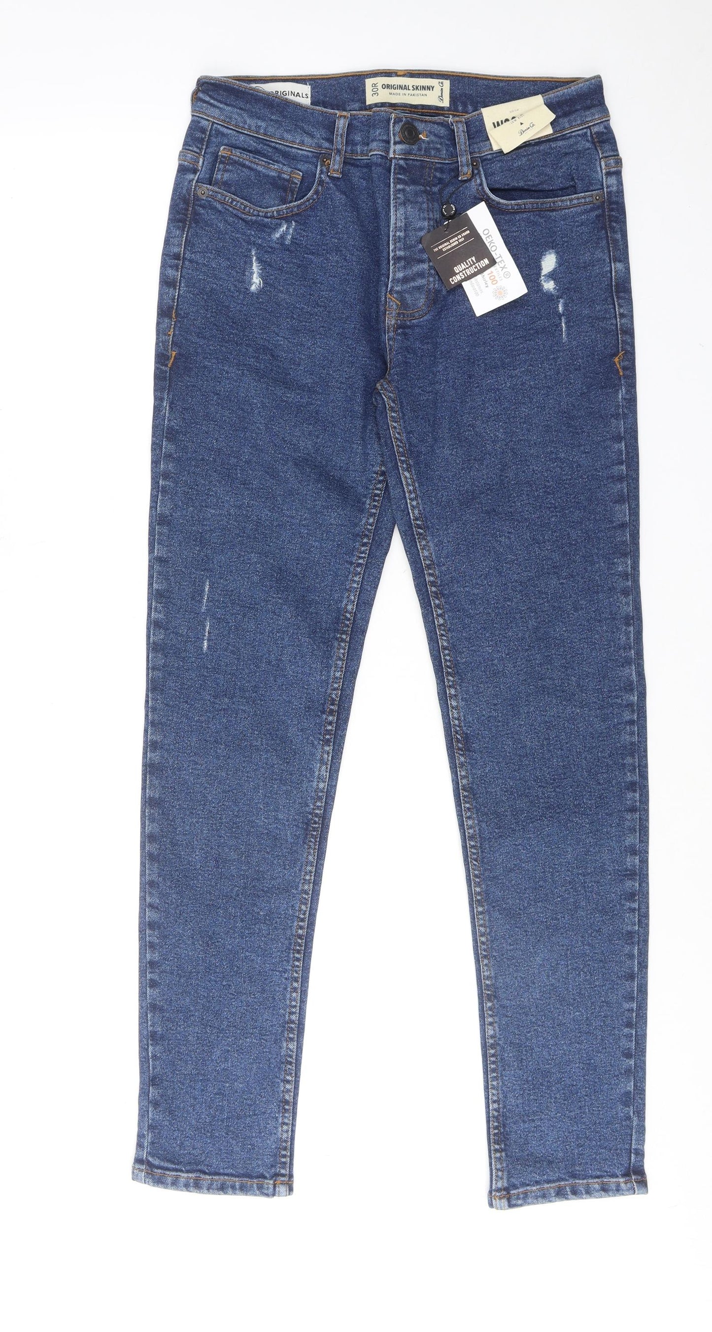 Denim & Co. Mens Blue Cotton Skinny Jeans Size 30 in Regular Button