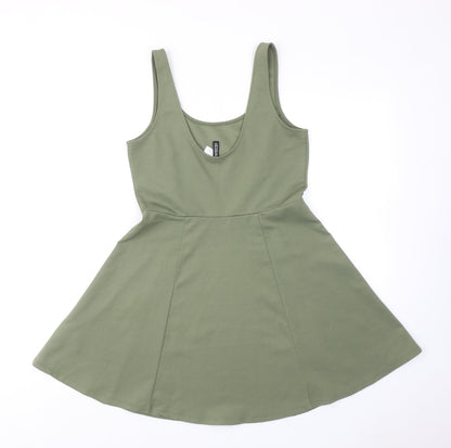 H&M Womens Green Polyester Fit & Flare Size 12 Round Neck Pullover