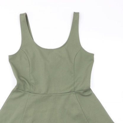 H&M Womens Green Polyester Fit & Flare Size 12 Round Neck Pullover