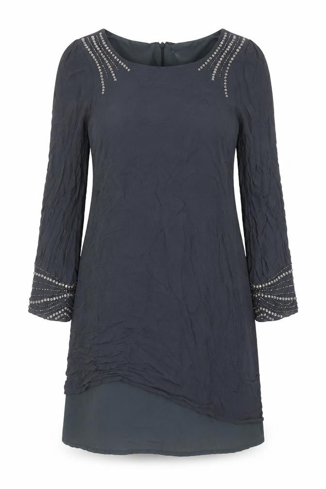 Wallis Womens Grey Viscose A-Line Size 12 Round Neck Zip