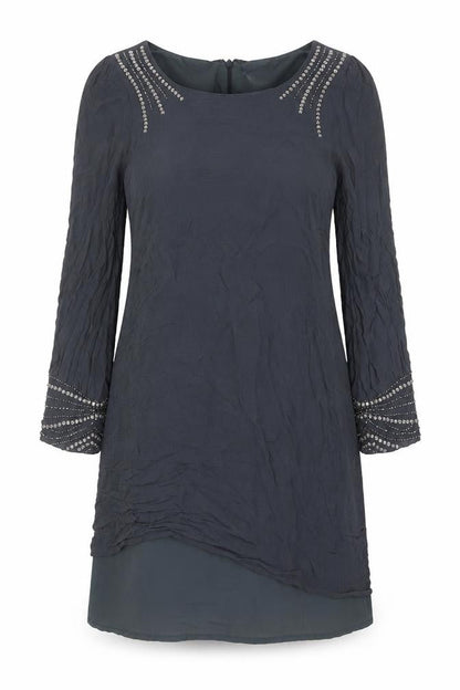 Wallis Womens Grey Viscose A-Line Size 12 Round Neck Zip