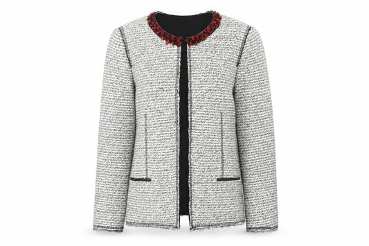 Zara Womens Grey Geometric Jacket Size XL Hook & Eye