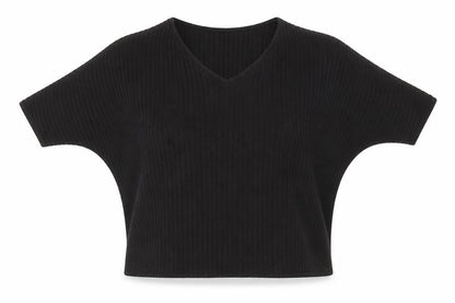 New Look Womens Black Polyester Basic Blouse Size S V-Neck