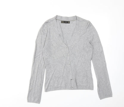 Womens UK Size M Zara Grey Cardigan Jumper