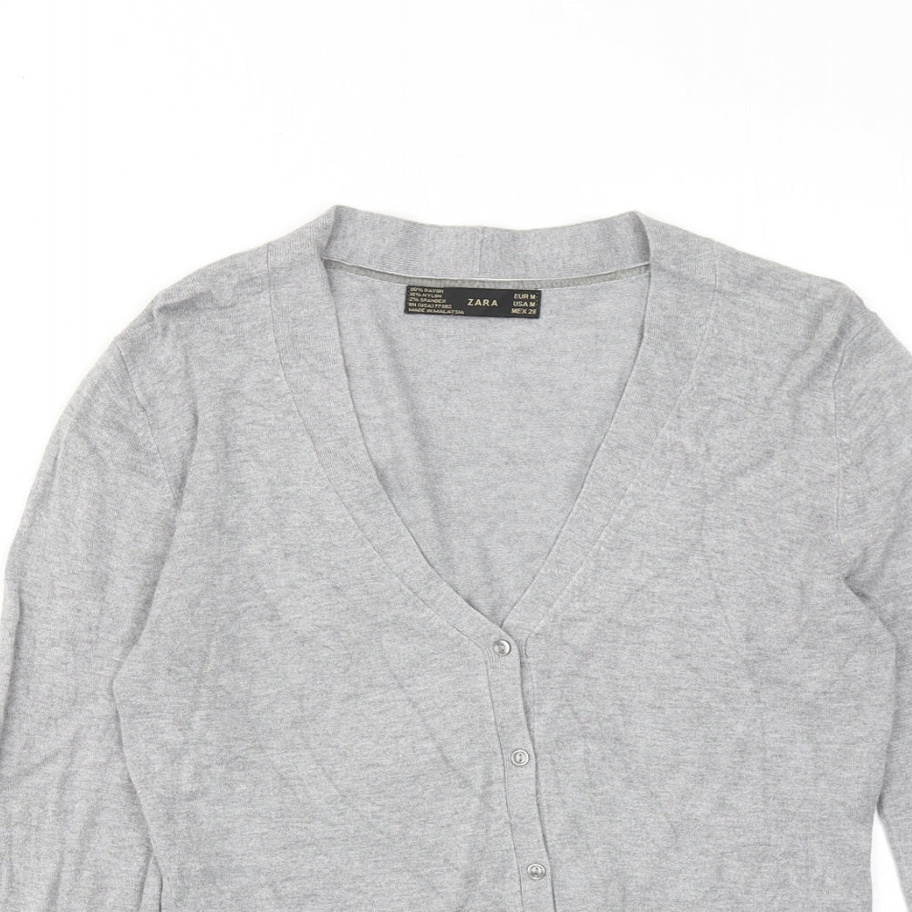 Womens UK Size M Zara Grey Cardigan Jumper