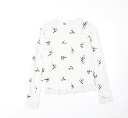 H&M Womens Grey Geometric Cotton Pullover Sweatshirt Size XS Pullover - Bird pattern