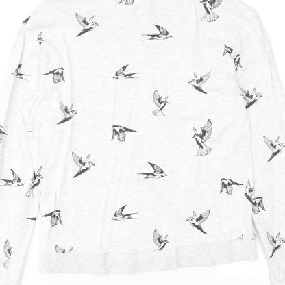 H&M Womens Grey Geometric Cotton Pullover Sweatshirt Size XS Pullover - Bird pattern