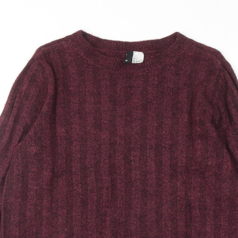 H&M Womens Purple Round Neck Acrylic Pullover Jumper Size S