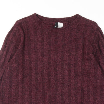 H&M Womens Purple Round Neck Acrylic Pullover Jumper Size S