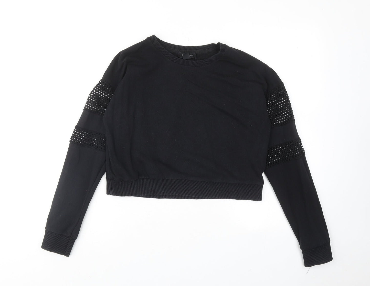 New Look Womens Black Cotton Pullover Sweatshirt Size 10 Pullover
