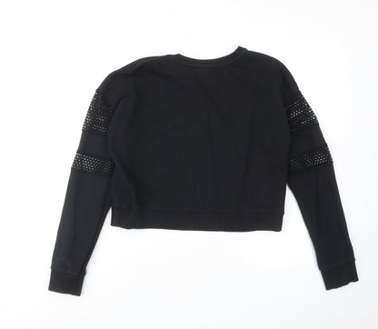 New Look Womens Black Cotton Pullover Sweatshirt Size 10 Pullover