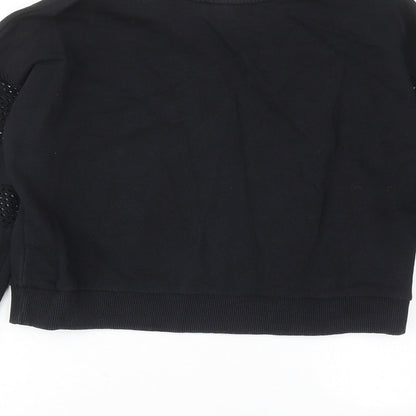 New Look Womens Black Cotton Pullover Sweatshirt Size 10 Pullover