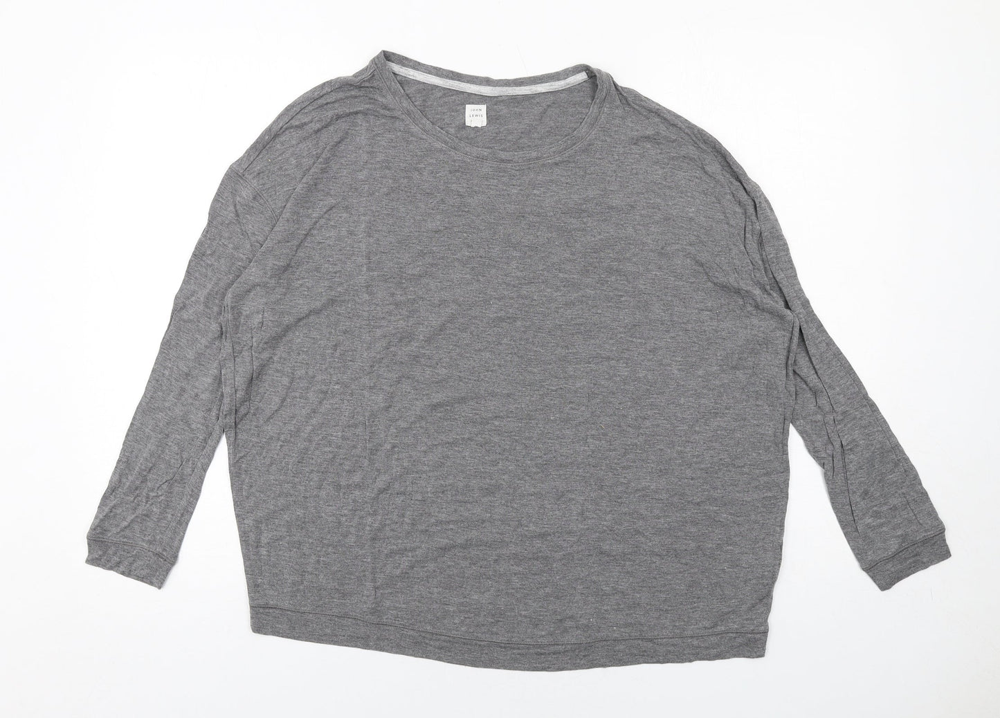 John Lewis Womens Grey Viscose Basic T-Shirt Size 8 Round Neck