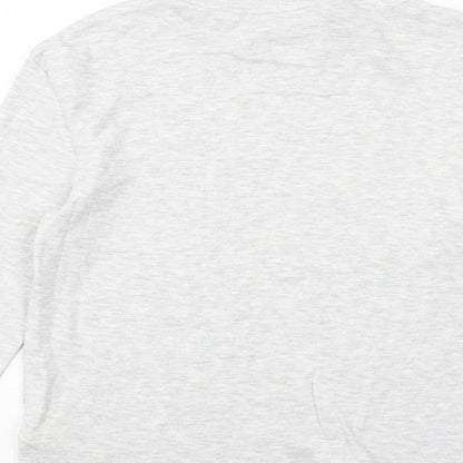 Marks and Spencer Girls Grey High Neck Cotton Pullover Jumper Size 9-10 Years Pullover